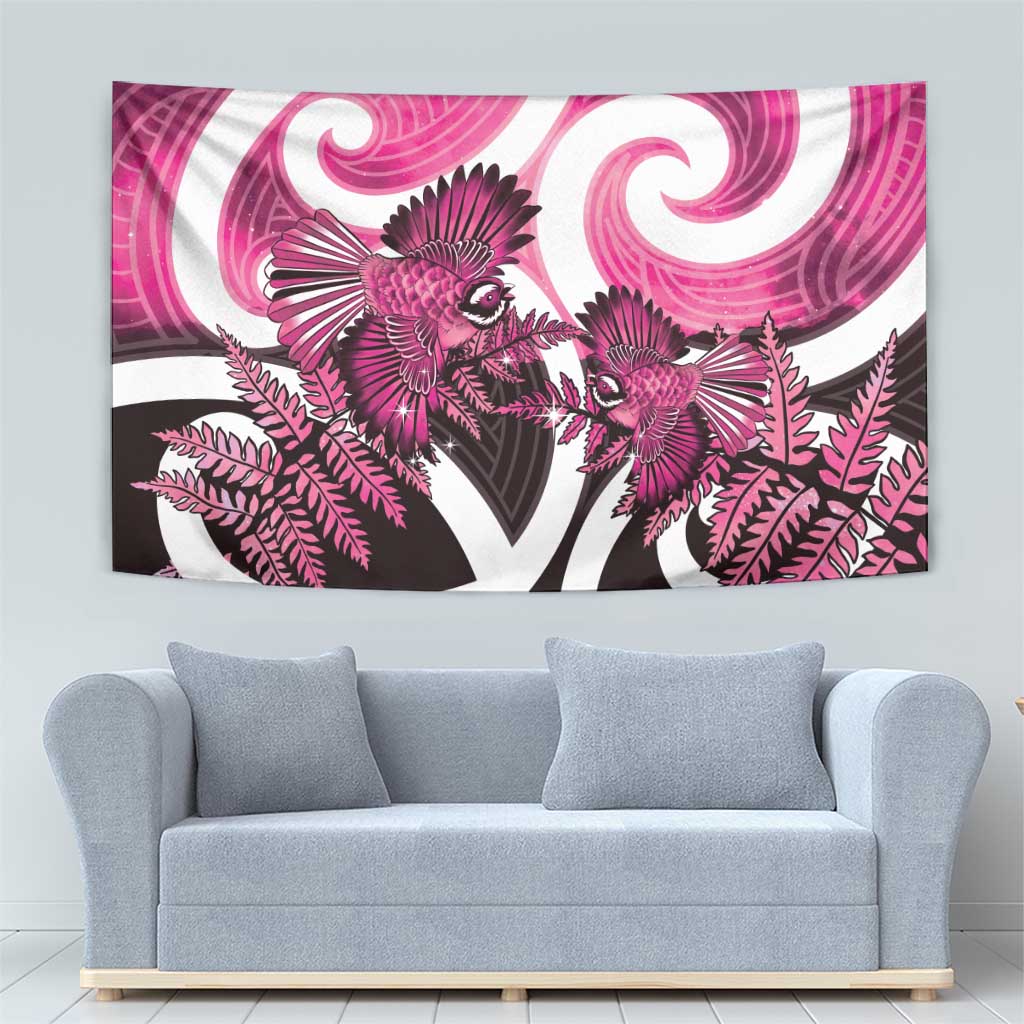 Piwakawaka New Zealand Matariki Tapestry Maori New Year Silver Fern Pink Galaxy LT14 - Polynesian Pride