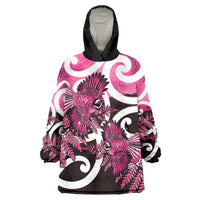 Piwakawaka New Zealand Matariki Wearable Blanket Hoodie Maori New Year Silver Fern Pink Galaxy LT14 One Size Pink - Polynesian Pride
