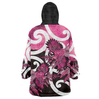 Piwakawaka New Zealand Matariki Wearable Blanket Hoodie Maori New Year Silver Fern Pink Galaxy LT14 - Polynesian Pride