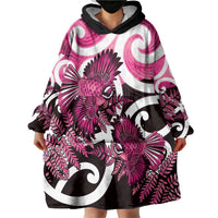 Piwakawaka New Zealand Matariki Wearable Blanket Hoodie Maori New Year Silver Fern Pink Galaxy LT14 - Polynesian Pride