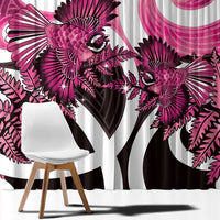 Piwakawaka New Zealand Matariki Window Curtain Maori New Year Silver Fern Pink Galaxy LT14 - Polynesian Pride