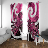 Piwakawaka New Zealand Matariki Window Curtain Maori New Year Silver Fern Pink Galaxy LT14 With Grommets Pink - Polynesian Pride