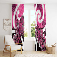 Piwakawaka New Zealand Matariki Window Curtain Maori New Year Silver Fern Pink Galaxy LT14 - Polynesian Pride