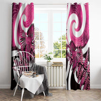 Piwakawaka New Zealand Matariki Window Curtain Maori New Year Silver Fern Pink Galaxy LT14 - Polynesian Pride
