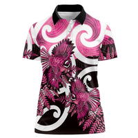 Piwakawaka New Zealand Matariki Women Polo Shirt Maori New Year Silver Fern Pink Galaxy LT14 Female Pink - Polynesian Pride