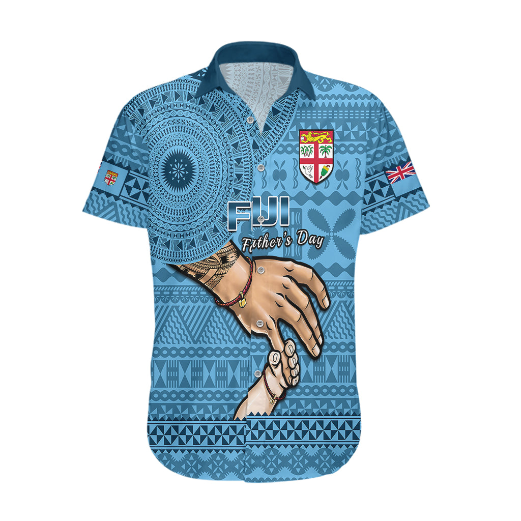 Personalised Father Day Fiji Hawaiian Shirt I Love You Dad Fijian Tapa Pattern LT14 Blue - Polynesian Pride