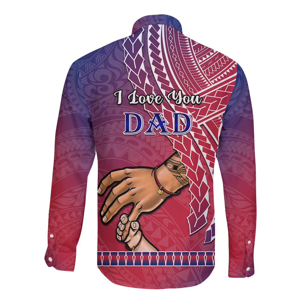 Polynesian Pride Father Day Guam Long Sleeve Button Shirt I Love You Dad Guaman Latte Stone LT14 - Polynesian Pride