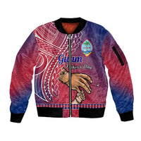 Personalised Father Day Guam Sleeve Zip Bomber Jacket I Love You Dad Guaman Latte Stone LT14 Unisex Red - Polynesian Pride