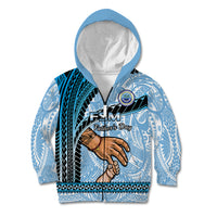 Personalised Father Day FSM Kid Hoodie Federated States of Micronesia I Love You Dad LT14 Zip Hoodie Blue - Polynesian Pride