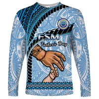Personalised Father Day FSM Long Sleeve Shirt Federated States of Micronesia I Love You Dad LT14 Unisex Blue - Polynesian Pride