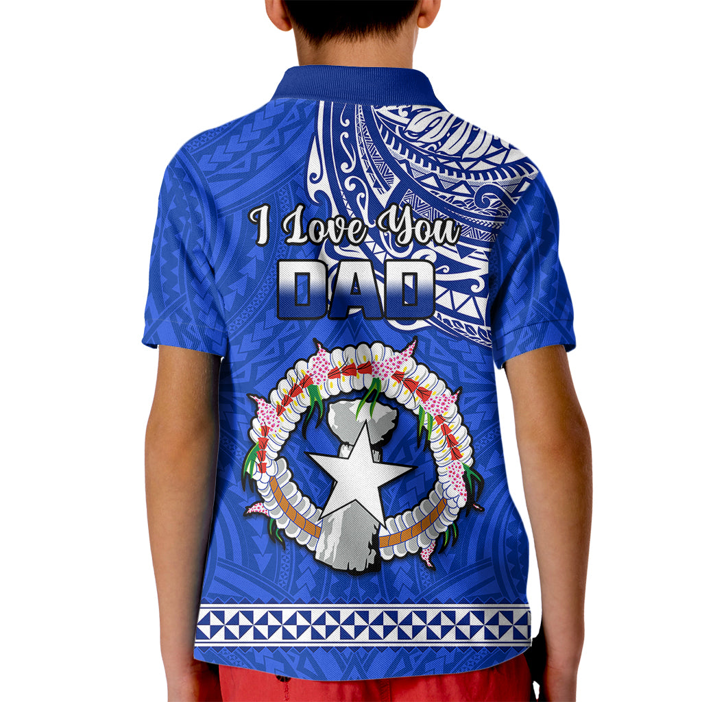 Polynesian Pride Father Day Northern Mariana Islands Kid Polo Shirt CNMI I Love You Dad LT14 - Polynesian Pride