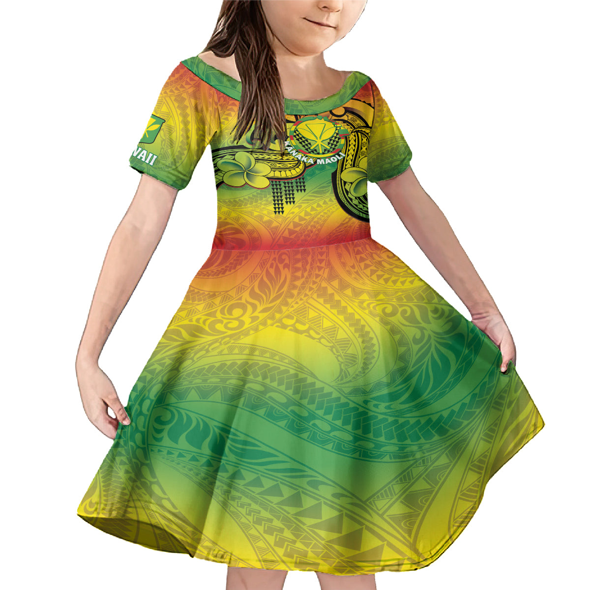 Hawaii Flag Day Family Matching Mermaid Dress and Hawaiian Shirt Kanaka Maoli With Kakau Polynesian Pattern LT14