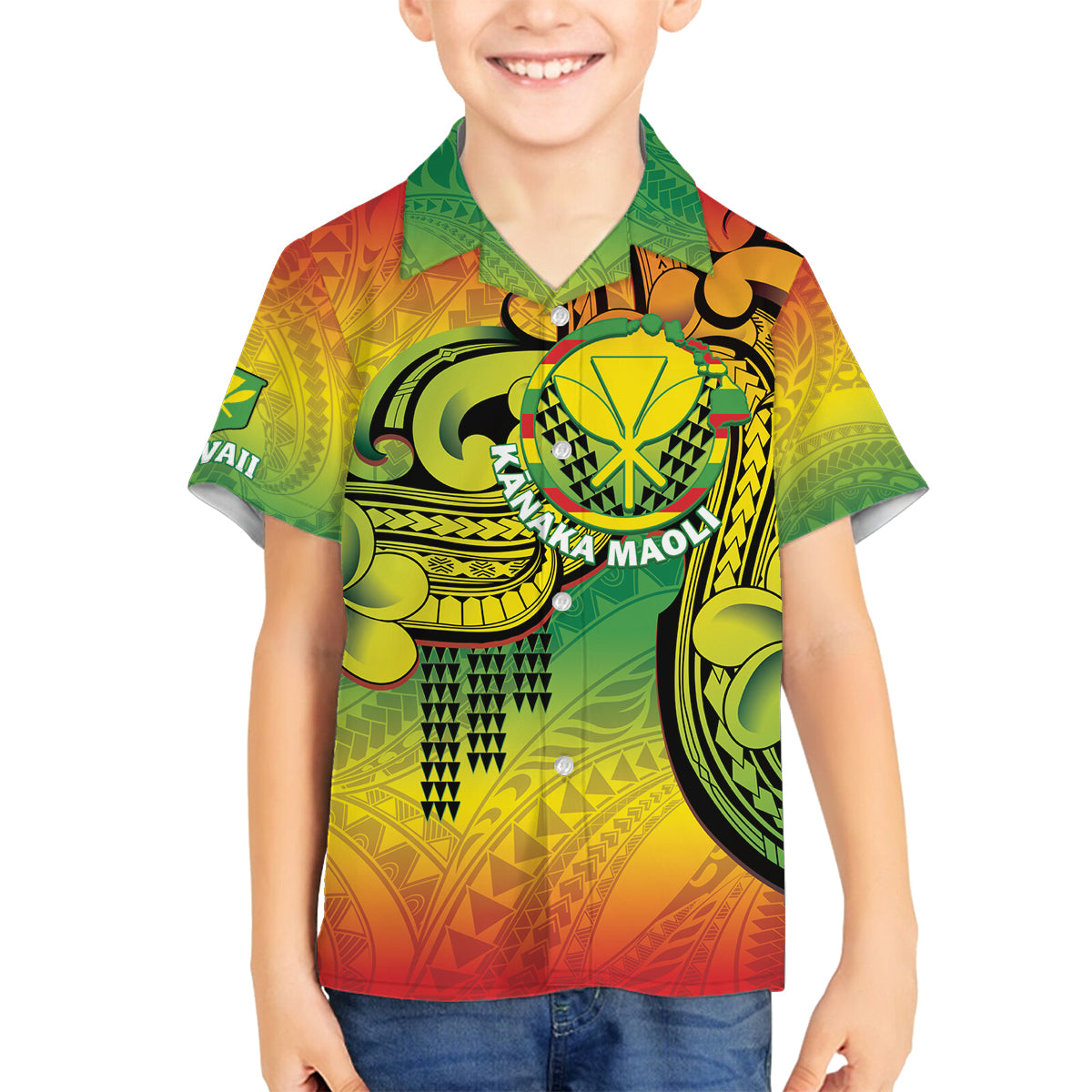 Hawaii Flag Day Family Matching Tank Maxi Dress and Hawaiian Shirt Kanaka Maoli With Kakau Polynesian Pattern LT14