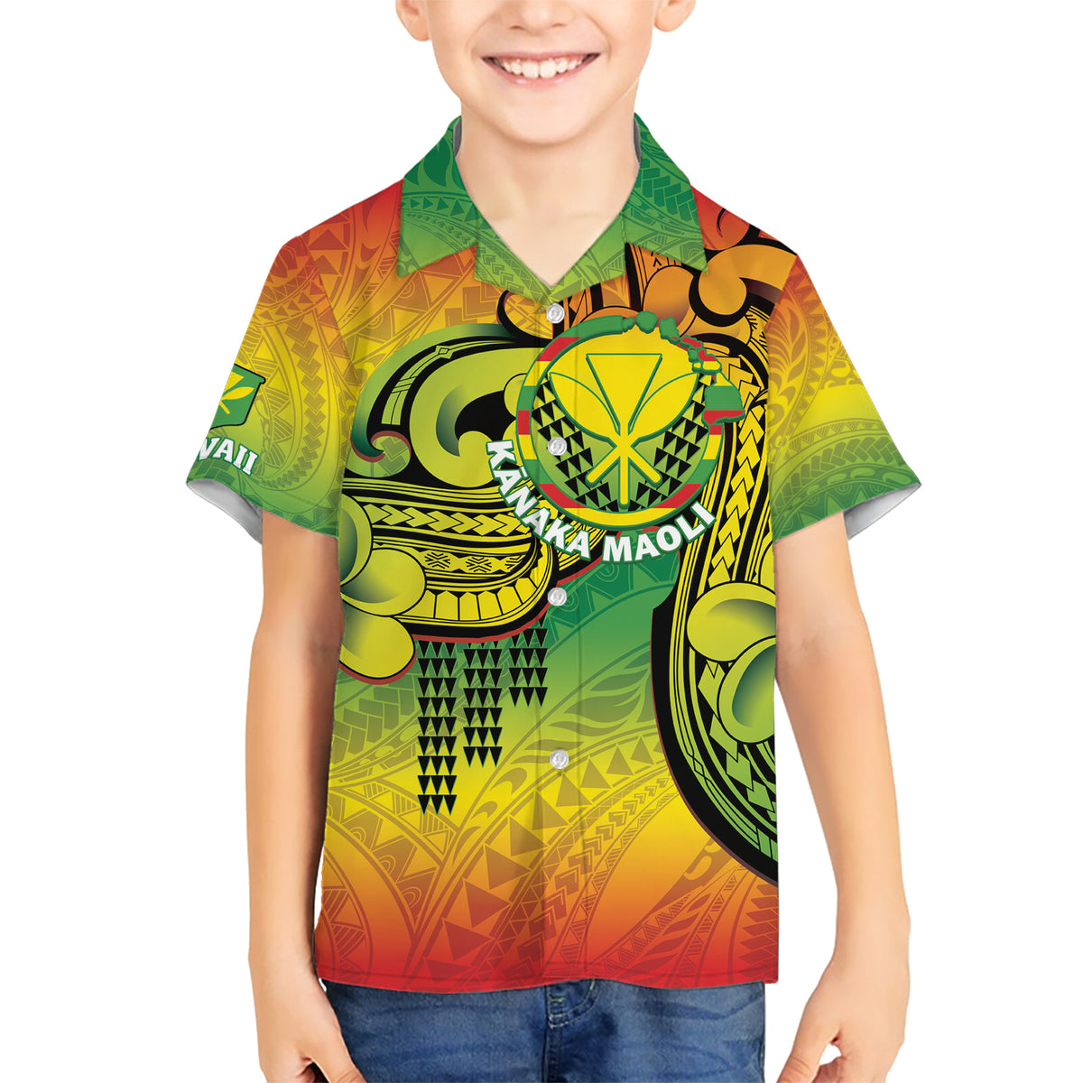 Hawaii Flag Day Kid Hawaiian Shirt Kanaka Maoli With Kakau Polynesian Pattern LT14