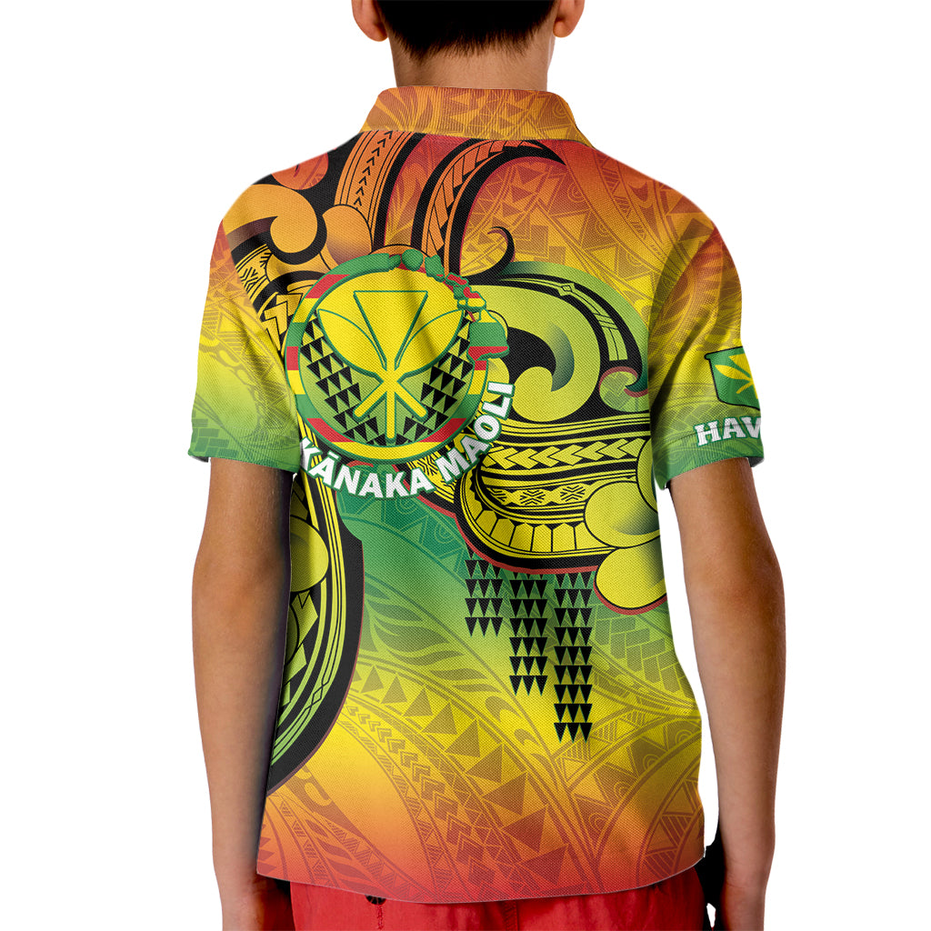 Hawaii Flag Day Kid Polo Shirt Kanaka Maoli With Kakau Polynesian Pattern LT14