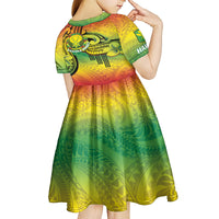 Hawaii Flag Day Kid Short Sleeve Dress Kanaka Maoli With Kakau Polynesian Pattern LT14