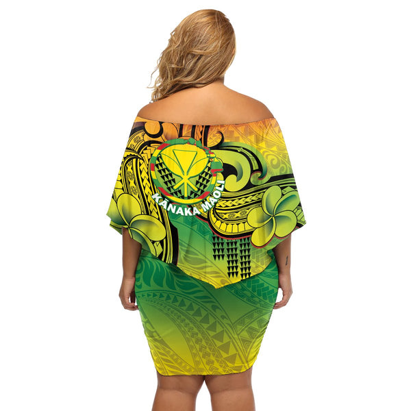 Northern Mariana Islands Short Sleeve Off The Shoulder Lady Dress Kakau Style Reggae main image 0