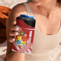 Tonga Rugby Custom 4 in 1 Can Cooler Tumbler Go ʻIkale Tahi Go Tongan Tapa Cloth