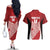 Tonga Rugby Custom Couples Matching Off The Shoulder Long Sleeve Dress and Hawaiian Shirt Go ʻIkale Tahi Go Tongan Tapa Cloth