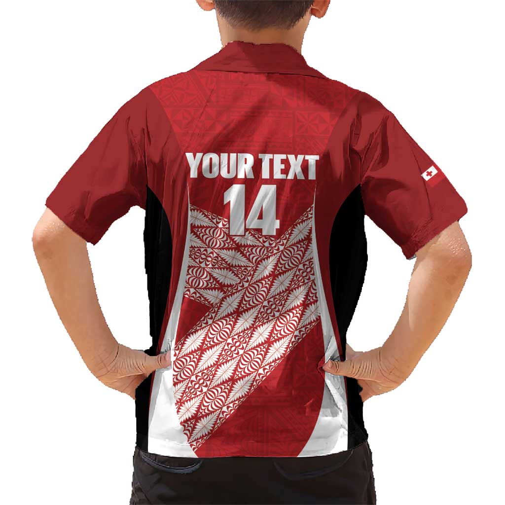 Tonga Rugby Custom Family Matching Short Sleeve Bodycon Dress and Hawaiian Shirt Go ʻIkale Tahi Go Tongan Tapa Cloth