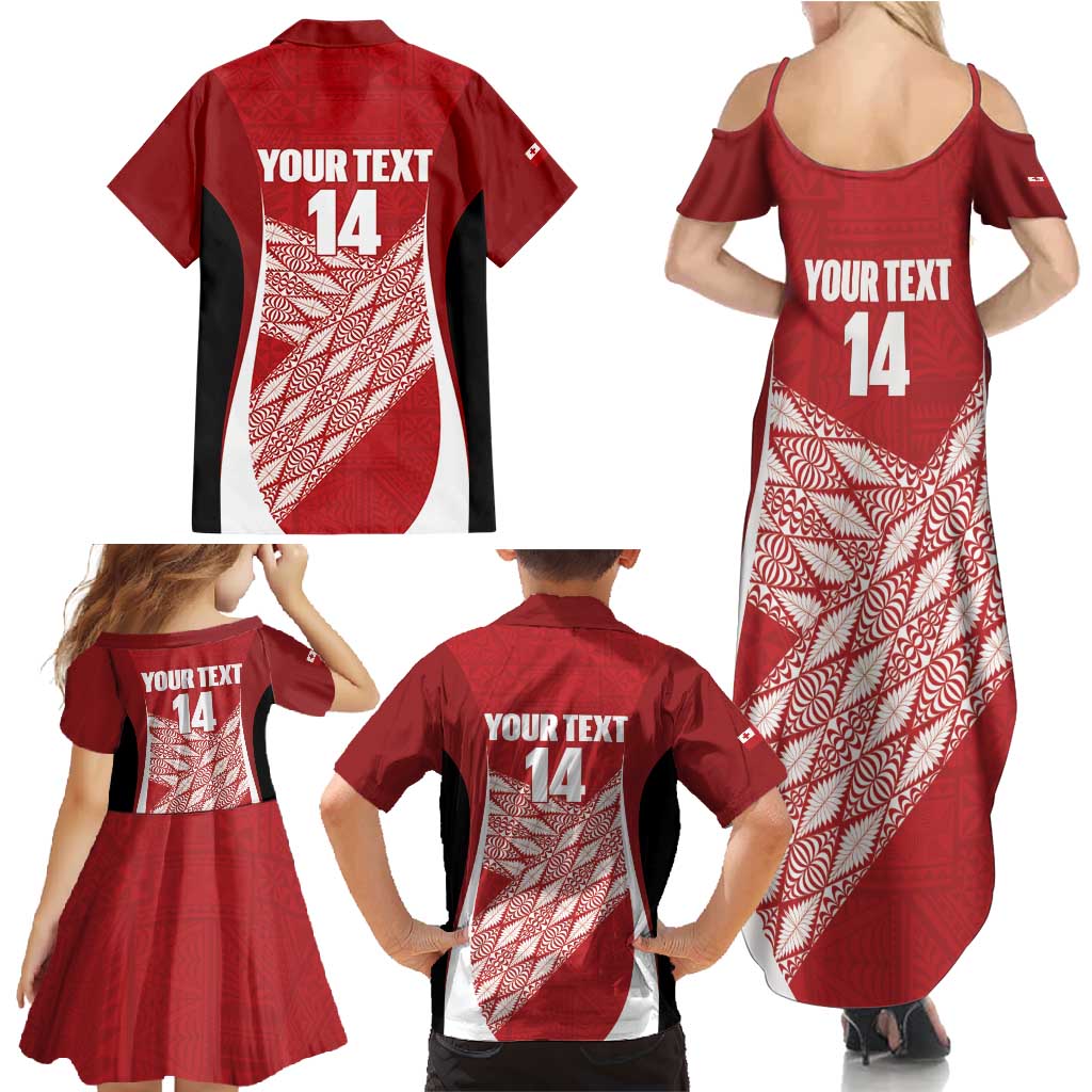 Tonga Rugby Custom Family Matching Summer Maxi Dress and Hawaiian Shirt Go ʻIkale Tahi Go Tongan Tapa Cloth
