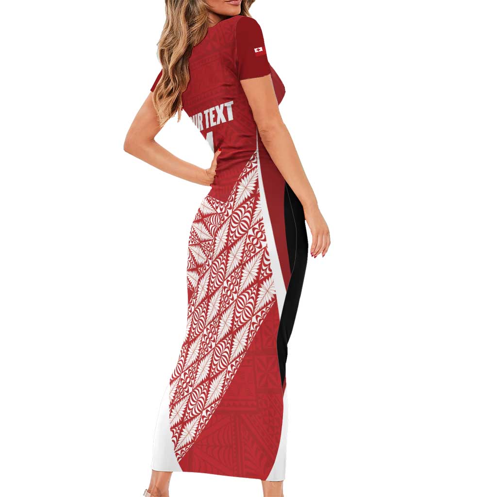 Tonga Rugby Custom Short Sleeve Bodycon Dress Go ʻIkale Tahi Go Tongan Tapa Cloth