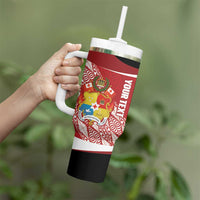 Tonga Rugby Custom Tumbler With Handle Go ʻIkale Tahi Go Tongan Tapa Cloth