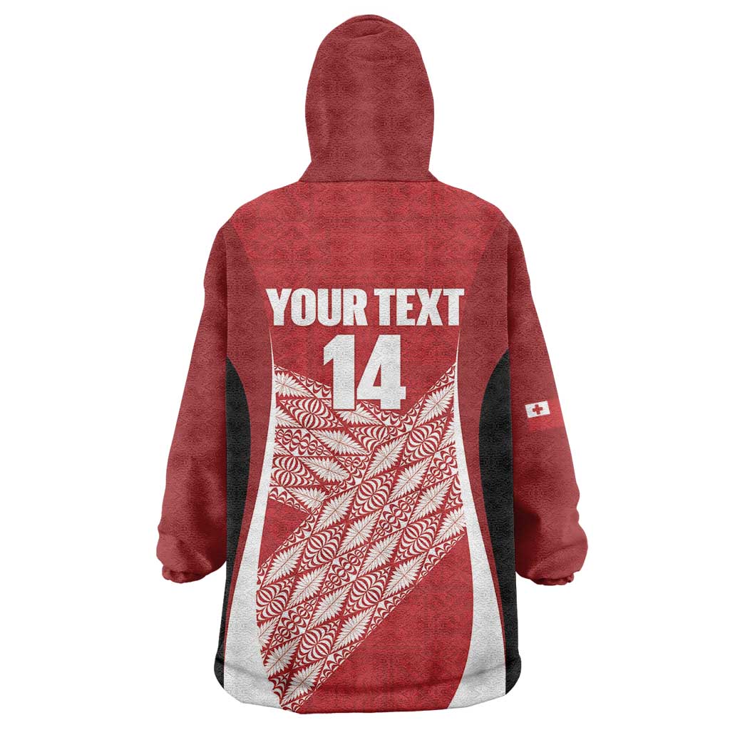 Tonga Rugby Custom Wearable Blanket Hoodie Go ʻIkale Tahi Go Tongan Tapa Cloth
