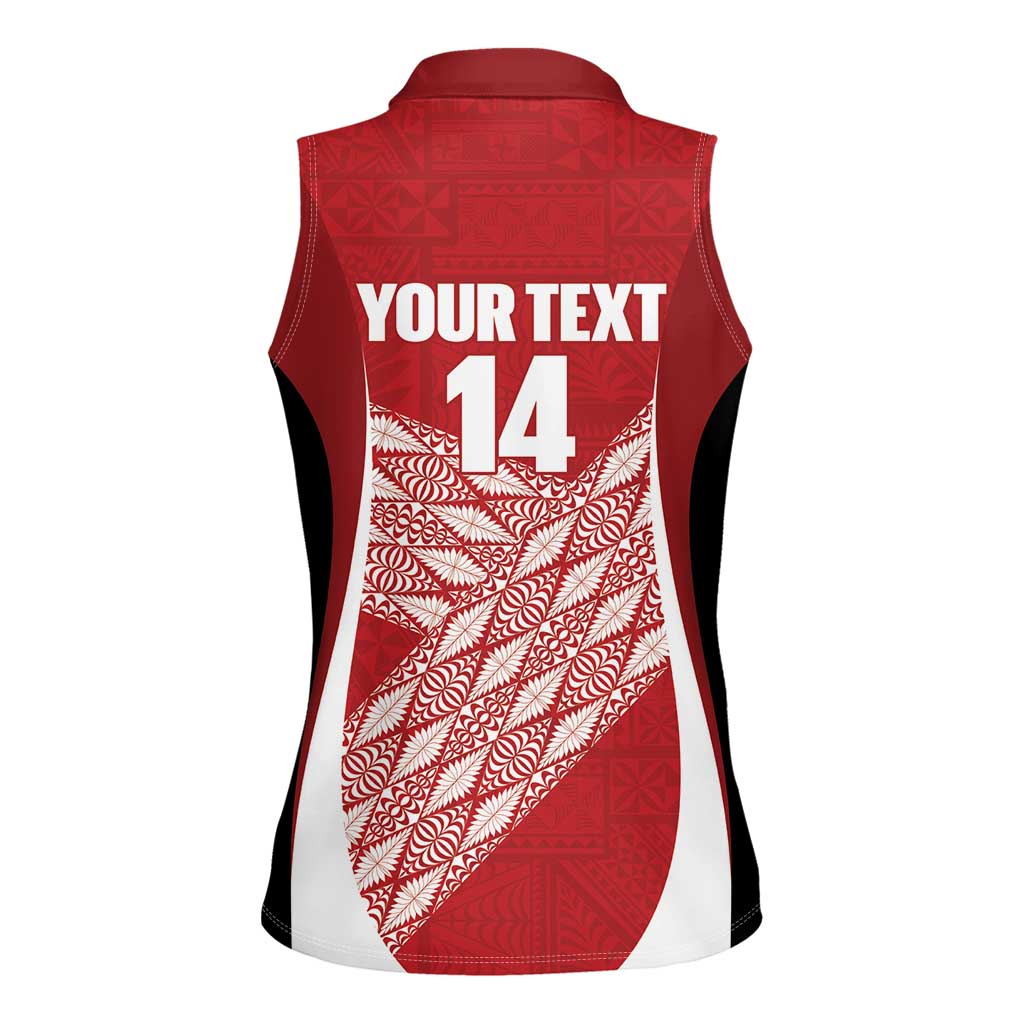 Tonga Rugby Custom Women Sleeveless Polo Shirt Go ʻIkale Tahi Go Tongan Tapa Cloth