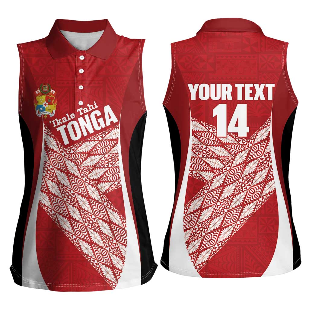 Tonga Rugby Custom Women Sleeveless Polo Shirt Go ʻIkale Tahi Go Tongan Tapa Cloth