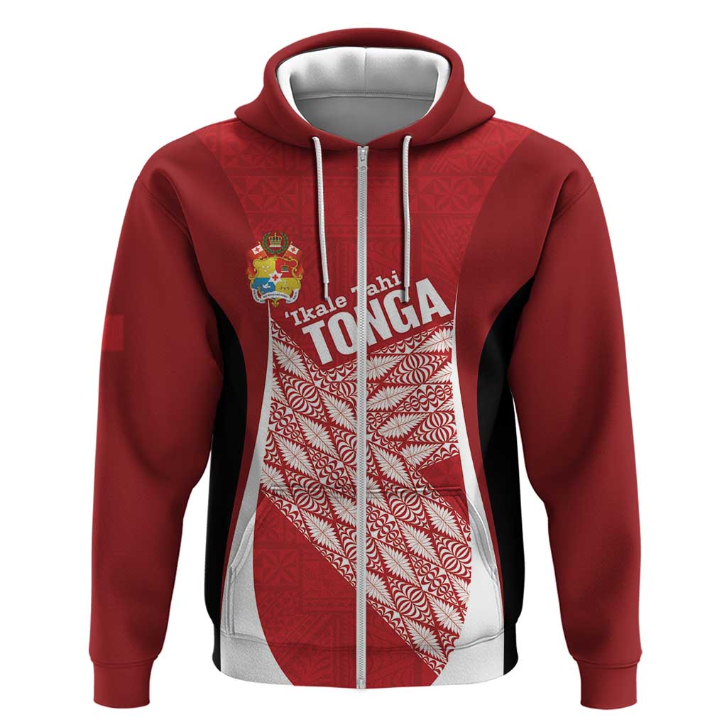 Tonga Rugby Custom Zip Hoodie Go ʻIkale Tahi Go Tongan Tapa Cloth