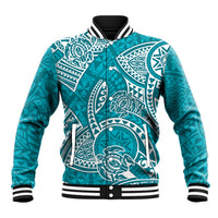 Polynesian Pride Hawaii Baseball Jacket Hawaiian Tribal Honu Turquoise Version LT14 Unisex Turquoise - Polynesian Pride