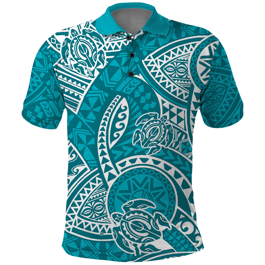 Polynesian Pride Hawaii Polo Shirt Hawaiian Tribal Honu Turquoise Version LT14 Turquoise - Polynesian Pride
