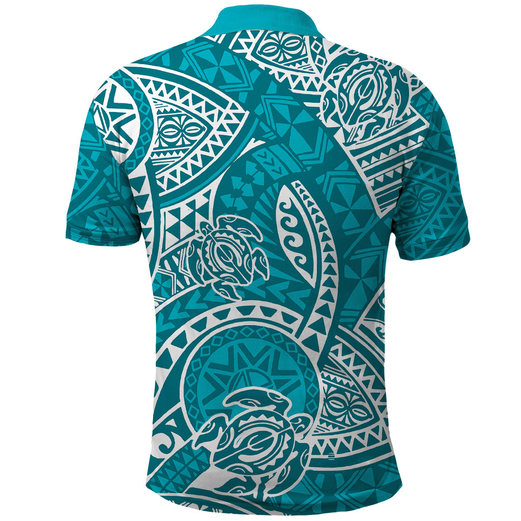 Polynesian Pride Hawaii Polo Shirt Hawaiian Tribal Honu Turquoise Version LT14 - Polynesian Pride