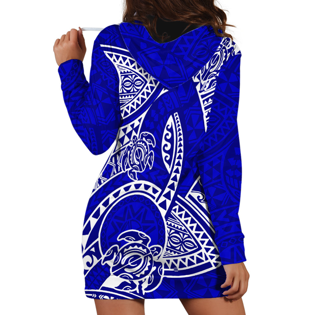 Polynesian Pride Hawaii Hoodie Dress Hawaiian Tribal Honu Blue Version LT14 - Polynesian Pride