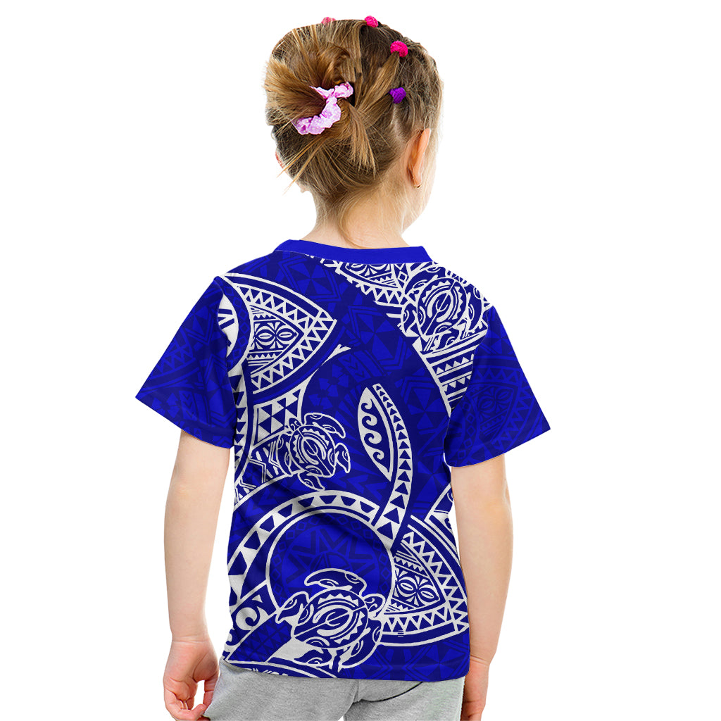 Polynesian Pride Hawaii Kid T Shirt Hawaiian Tribal Honu Blue Version LT14 - Polynesian Pride