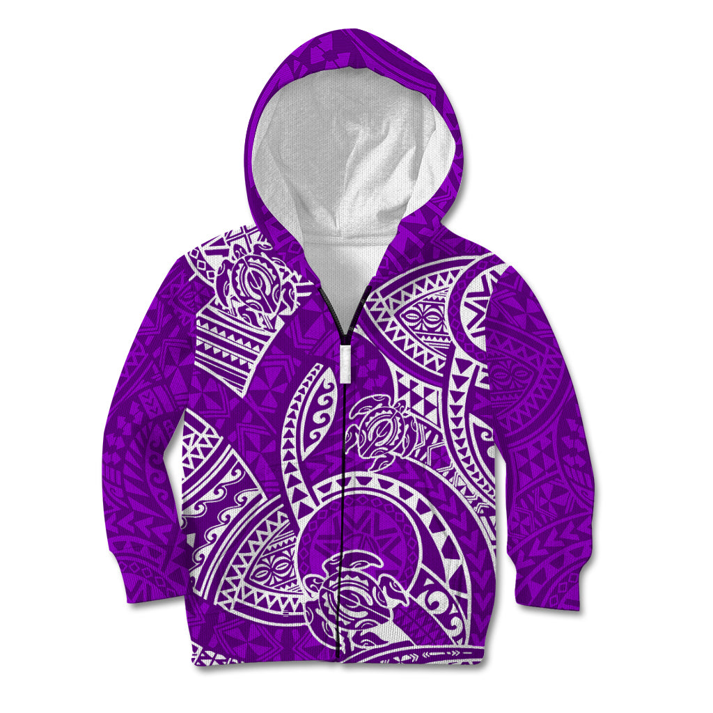 Polynesian Pride Hawaii Kid Hoodie Hawaiian Tribal Honu Purple Version LT14 Zip Hoodie Purple - Polynesian Pride