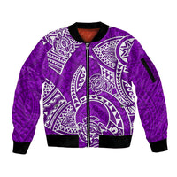 Polynesian Pride Hawaii Sleeve Zip Bomber Jacket Hawaiian Tribal Honu Purple Version LT14 Unisex Purple - Polynesian Pride