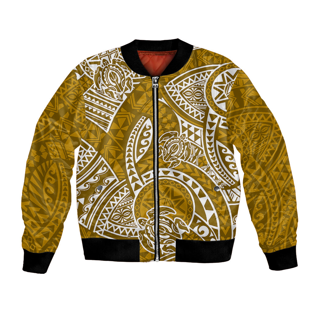 Polynesian Pride Hawaii Bomber Jacket Hawaiian Tribal Honu Gold Version LT14 Unisex Gold - Polynesian Pride