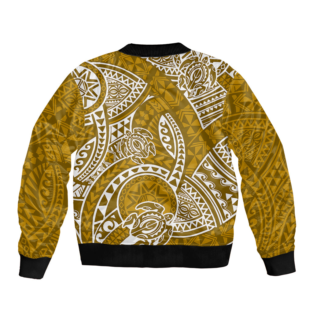 Polynesian Pride Hawaii Bomber Jacket Hawaiian Tribal Honu Gold Version LT14 - Polynesian Pride