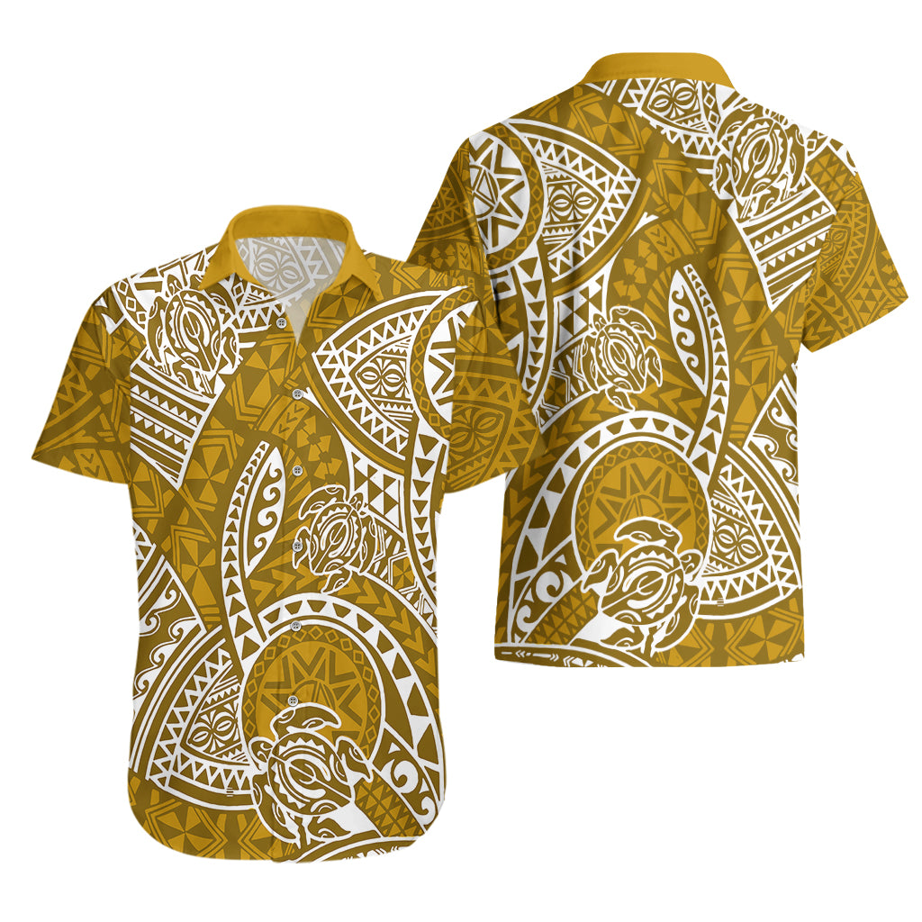 Polynesian Pride Hawaii Hawaiian Shirt Hawaiian Tribal Honu Gold Version LT14 - Polynesian Pride