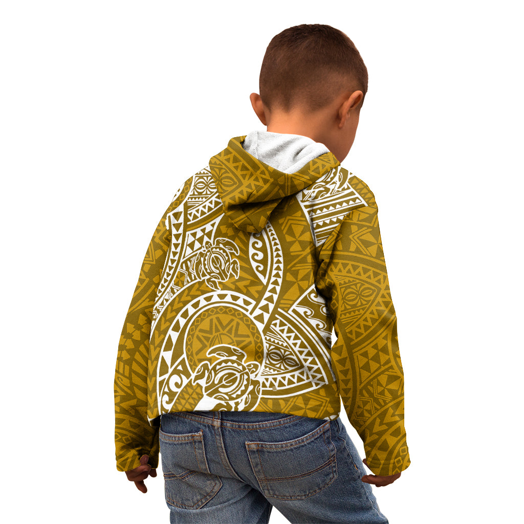 Polynesian Pride Hawaii Kid Hoodie Hawaiian Tribal Honu Gold Version LT14 - Polynesian Pride