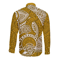 Polynesian Pride Hawaii Long Sleeve Button Shirt Hawaiian Tribal Honu Gold Version LT14 - Polynesian Pride