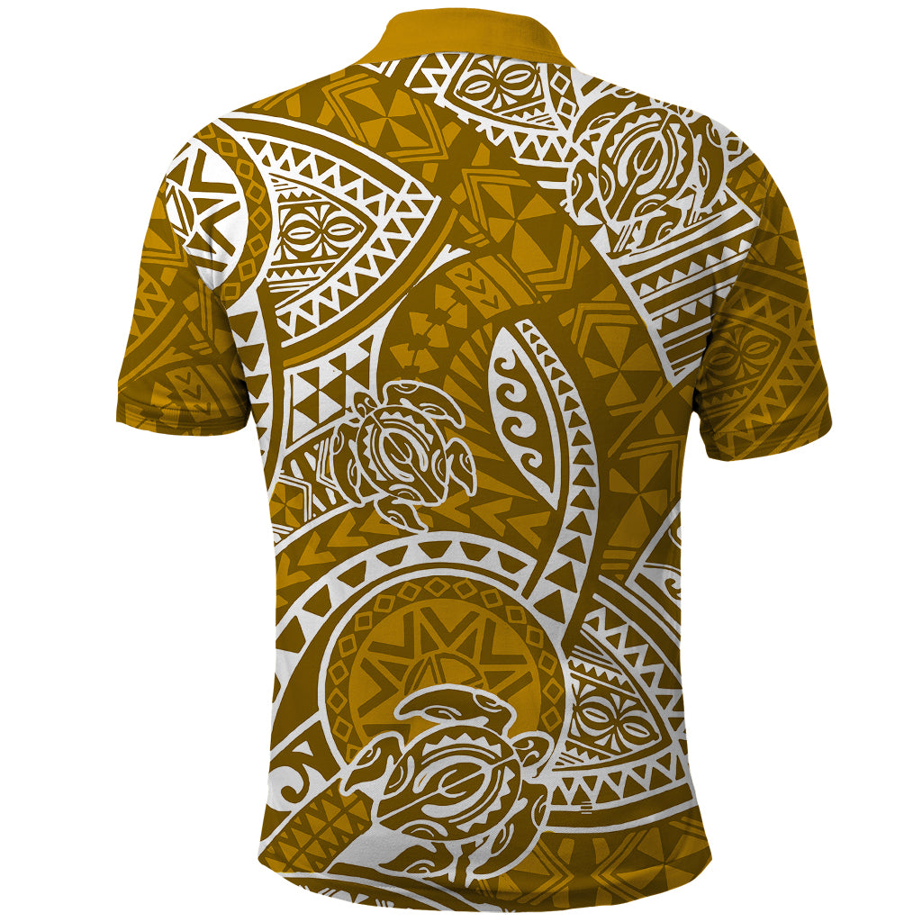 Polynesian Pride Hawaii Polo Shirt Hawaiian Tribal Honu Gold Version LT14 - Polynesian Pride