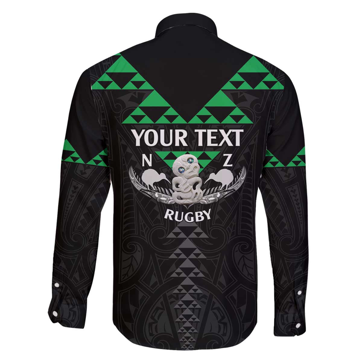 Personalised Aotearoa Rugby Family Matching Off The Shoulder Long Sleeve Dress and Hawaiian Shirt New Zealand Maori Kete Matauranga Pattern