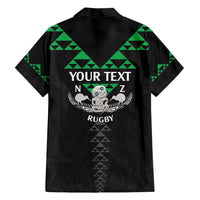 Personalised Aotearoa Rugby Family Matching Off Shoulder Short Dress and Hawaiian Shirt New Zealand Maori Kete Matauranga Pattern LT14 - Polynesian Pride