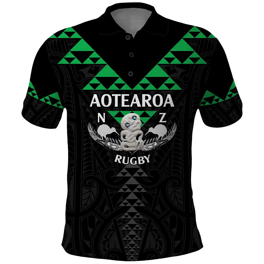Personalised Aotearoa Rugby Polo Shirt New Zealand Maori Kete Matauranga Pattern