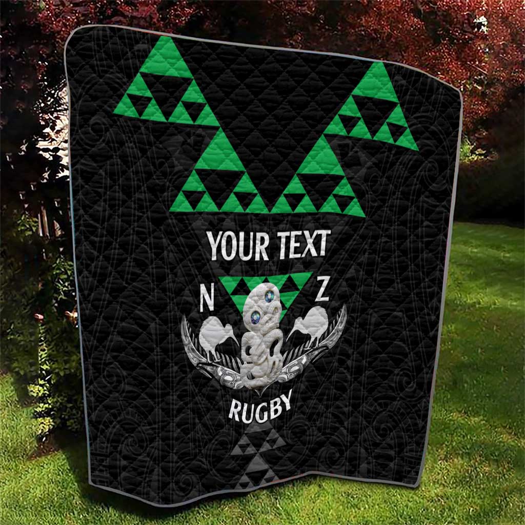Personalised Aotearoa Rugby Quilt New Zealand Maori Kete Matauranga Pattern