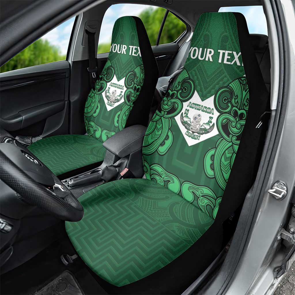 Custom Aotearoa Rugby Car Seat Cover New Zealand Maori Kete Poutama Pattern