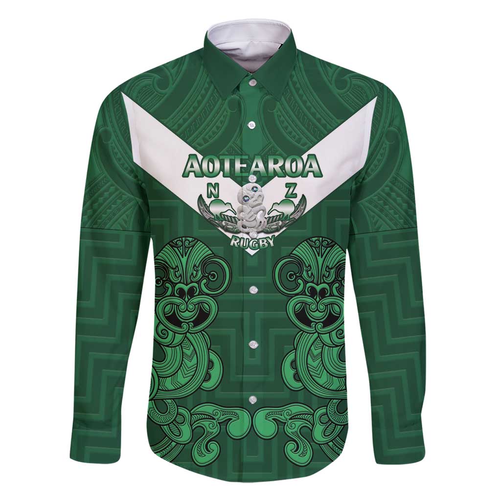 Custom Aotearoa Rugby Family Matching Long Sleeve Bodycon Dress and Hawaiian Shirt New Zealand Maori Kete Poutama Pattern